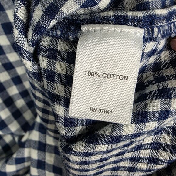 J. Jill Navy & White Gingham Button Back Long Sleeve Top Extra Small Fall Plaid - Picture 5 of 7